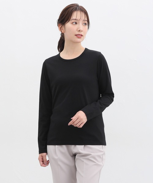 Honeys(ハニーズ)の「オーガニッククルーT(Tシャツ/カットソー・レディース・ネイビー/チャコール/ベージュ/オフホワイト/ブラック/ライトグレー・S/M/L/LL)」の12枚目の写真