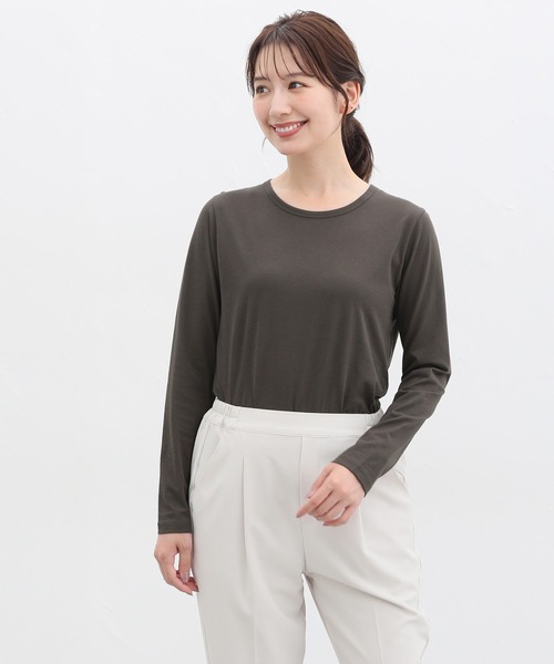 Honeys(ハニーズ)の「オーガニッククルーT(Tシャツ/カットソー・レディース・ネイビー/チャコール/ベージュ/オフホワイト/ブラック/ライトグレー・S/M/L/LL)」の17枚目の写真
