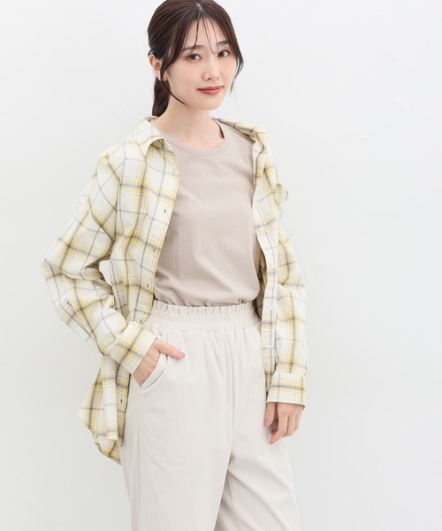 Honeys(ハニーズ)の「オーガニッククルーT(Tシャツ/カットソー・レディース・ネイビー/チャコール/ベージュ/オフホワイト/ブラック/ライトグレー・S/M/L/LL)」の19枚目の写真