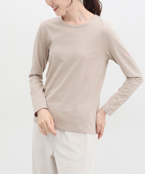 Honeys(ハニーズ)の「オーガニッククルーT(Tシャツ/カットソー・レディース・ネイビー/チャコール/ベージュ/オフホワイト/ブラック/ライトグレー・S/M/L/LL)」の20枚目の写真