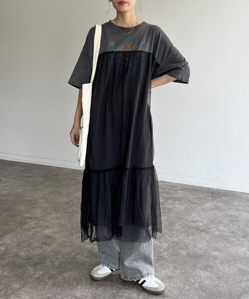 チュールレイヤードピグメントワンピース（ワンピース）｜CPCM（シーピーシーエム）