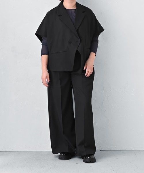 STYLE DELI(スタイルデリ)の「【BLK001】ハーフスリーブジャケット(テーラードジャケット・レディース・チャコールグレー/ブラック・FREE)」の11枚目の写真
