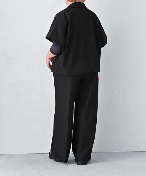 STYLE DELI(スタイルデリ)の「【BLK001】ハーフスリーブジャケット(テーラードジャケット・レディース・チャコールグレー/ブラック・FREE)」の12枚目の写真