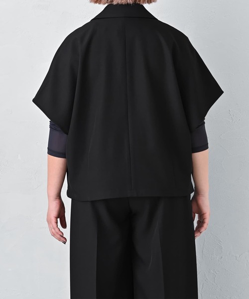 STYLE DELI(スタイルデリ)の「【BLK001】ハーフスリーブジャケット(テーラードジャケット・レディース・チャコールグレー/ブラック・FREE)」の13枚目の写真