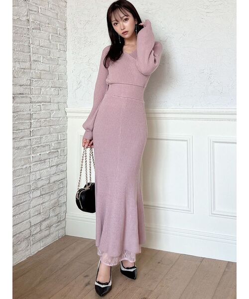 RESEXXY（リゼクシー）の「【WEB限定】カシュクールマーメイドワンピース（ワンピース・レディース・アイボリー/ブラック/ラベンダー/ピンク・FREE）」の5枚目の写真