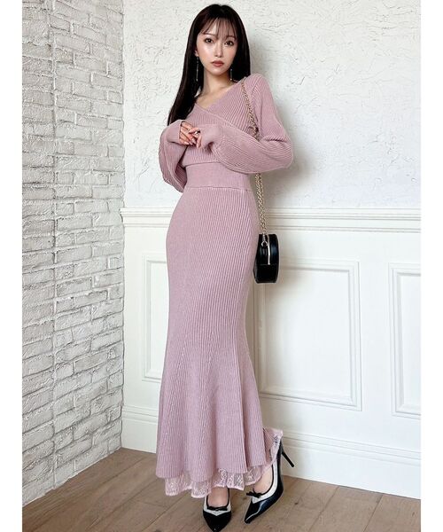 RESEXXY（リゼクシー）の「【WEB限定】カシュクールマーメイドワンピース（ワンピース・レディース・アイボリー/ブラック/ラベンダー/ピンク・FREE）」の6枚目の写真