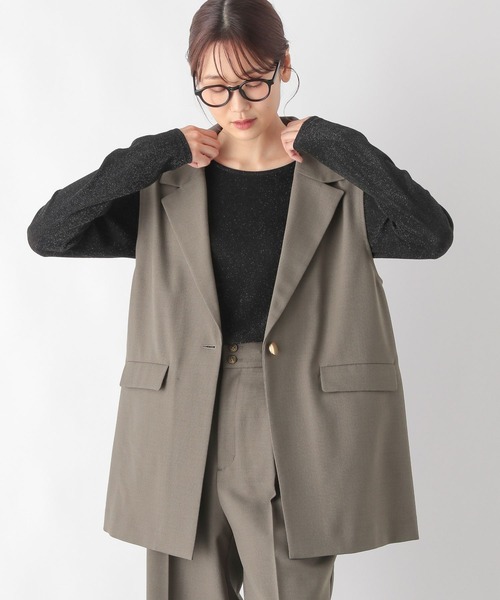 GLOBAL WORK お手入れラクラクセットアップ ショート丈 ジレ ブラック GLOBAL WORK｜お手入れラクラクセットアップ/ジレ/253490