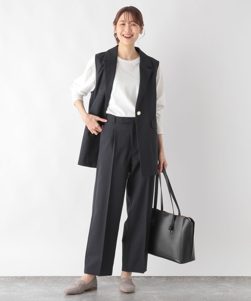GLOBAL WORK お手入れラクラクセットアップ ショート丈 ジレ ブラック GLOBAL WORK ベスト ジレ お手入れラクラクセットアップ/ジレ