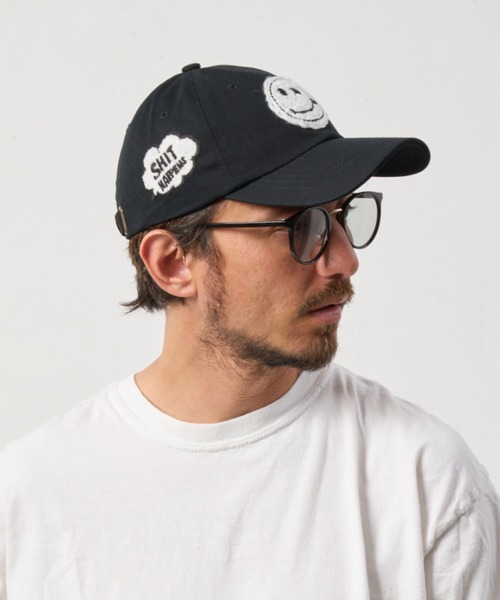 STUD MUFFIN(スタッドマフィン)の「STUD MUFFIN/スタッドマフィン/カギ編みスマイル&ワッペン コットンCAP(キャップ・メンズ・ホワイト/ブラック・F)」の3枚目の写真