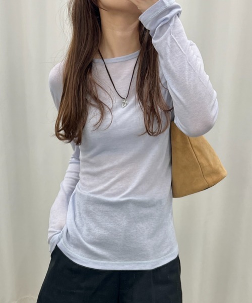 back stitch sheer tops / バックステッチシアートップス（Tシャツ/カットソー）｜GIUNON（ジウノン）