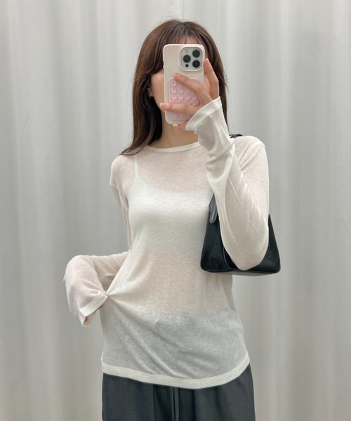 back stitch sheer tops / バックステッチシアートップス（T