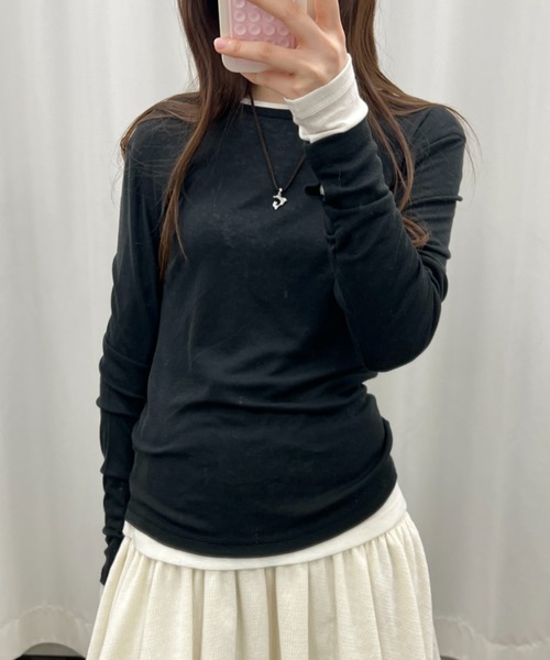 back stitch sheer tops / バックステッチシアートップス（Tシャツ