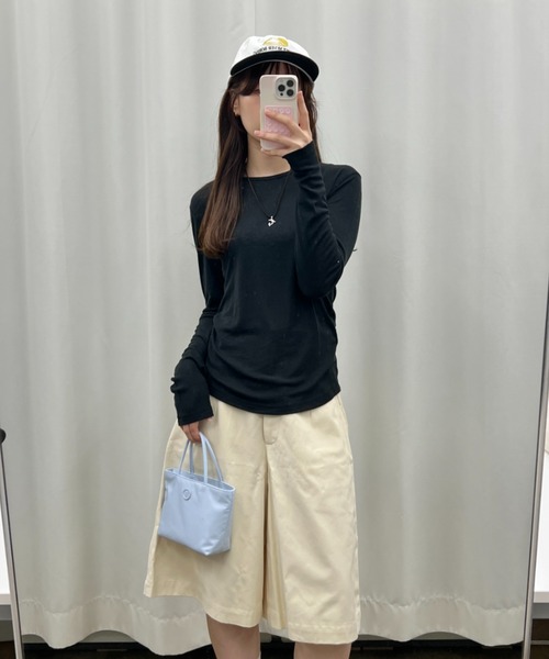 GIUNON（ジウノン）の「back stitch sheer tops / バックステッチシアートップス（Tシャツ/カットソー・レディース・アイボリー/ブラック/グレー/ブルー・FREE）」の20枚目の写真