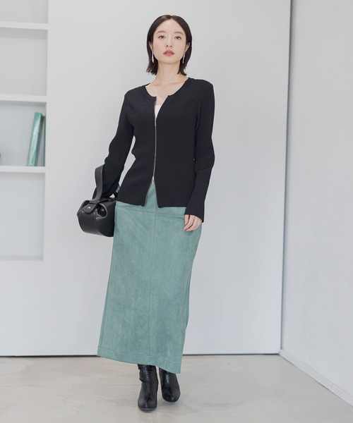 Andemiu（アンデミュウ）の「リブダブルZIPニット146984（ニット/セーター・レディース・ブルー/アイボリー/ブラック・FREE）」の4枚目の写真