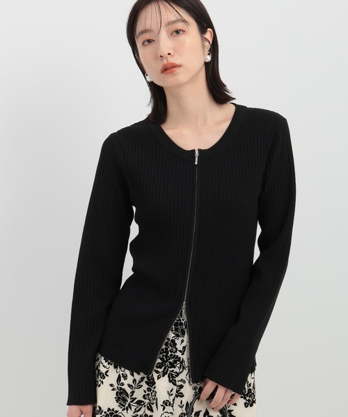 Andemiu（アンデミュウ）の「リブダブルZIPニット146984（ニット/セーター・レディース・ブルー/アイボリー/ブラック・FREE）」の13枚目の写真