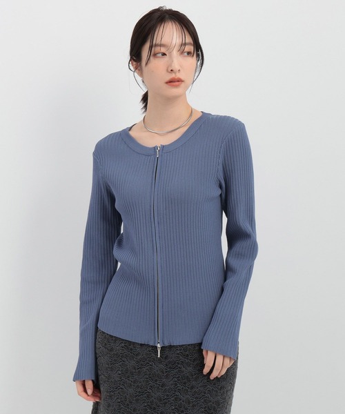 Andemiu（アンデミュウ）の「リブダブルZIPニット146984（ニット/セーター・レディース・ブルー/アイボリー/ブラック・FREE）」の15枚目の写真