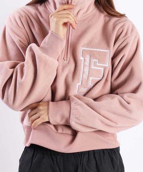 FILA(フィラ)の「FILA レディース マイクロフリース ハーフジップ 長袖 ショート丈(スウェット・レディース・ブラック/ネイビー/グリーン/ピンク・M/L)」の4枚目の写真