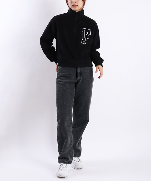 【美品】 プリーツプリーズ プリーツ ハーフジップ スウェット 黒 4 XL セール】FILA レディース マイクロフリース ハーフジップ 長袖