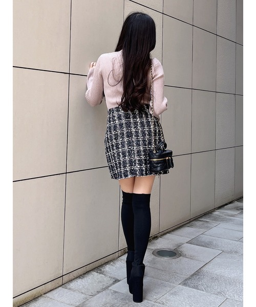 MIIA（ミーア）の「ツイード台形ミニスカート（スカート・レディース・ブラック/ブラウン・FREE）」の16枚目の写真