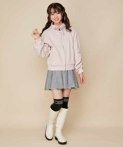 JENNI love（ジェニィラブ）の「【再入荷】【コットン100％】そでギャザーZIPパーカー（パーカー・キッズ・ピンク/アイボリー/ブラック・130cm/140cm/150cm/160cm）」の19枚目の写真