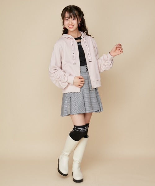 JENNI love（ジェニィラブ）の「【再入荷】【コットン100％】そでギャザーZIPパーカー（パーカー・キッズ・ピンク/アイボリー/ブラック・130cm/140cm/150cm/160cm）」の21枚目の写真