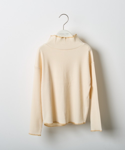 CIAOPANIC TYPY（チャオパニックティピー）の「【KIDS】配色リブステッチハイネックカットソー（Tシャツ/カットソー・キッズ・グレー/アイボリー/ブラック/ブラウン/レッド・SMALL/MEDIUM/LARGE/X-LARGE/XX-LARGE）」の6枚目の写真
