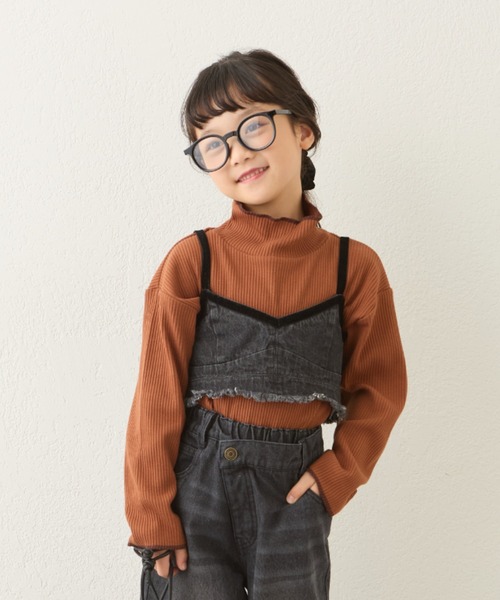セール】【KIDS】配色リブステッチハイネックカットソー（Tシャツ