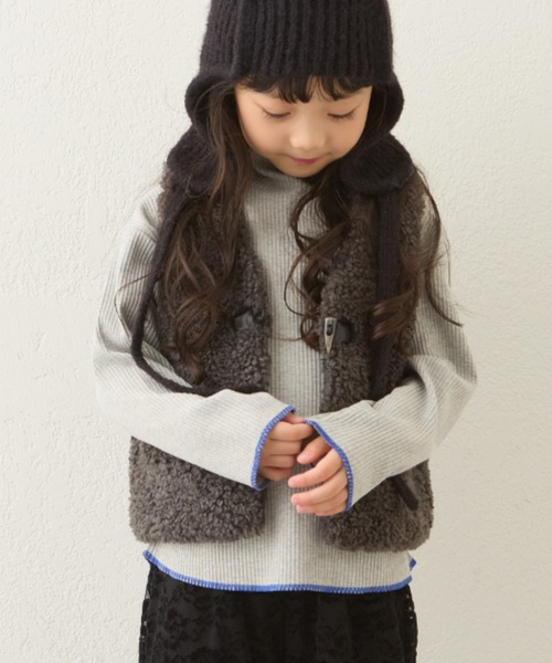 CIAOPANIC TYPY（チャオパニックティピー）の「【KIDS】配色リブステッチハイネックカットソー（Tシャツ/カットソー・キッズ・グレー/アイボリー/ブラック/ブラウン/レッド・SMALL/MEDIUM/LARGE/X-LARGE/XX-LARGE）」の19枚目の写真