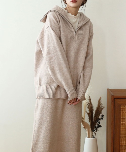 NOAHL(ノアル)の「【NOAHL】MIXニットハーフジップ(ニット/セーター・レディース・グレイッシュベージュ/ライトベージュ/ベージュ/ブラウン/ライトグリーン・FREE)」の3枚目の写真