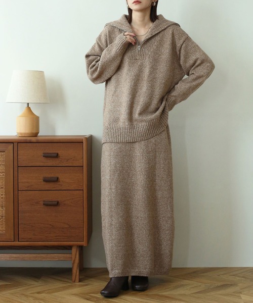 NOAHL(ノアル)の「【NOAHL】MIXニットハーフジップ(ニット/セーター・レディース・グレイッシュベージュ/ライトベージュ/ベージュ/ブラウン/ライトグリーン・FREE)」の10枚目の写真