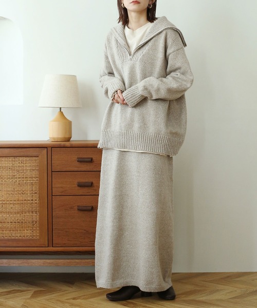 NOAHL(ノアル)の「【NOAHL】MIXニットハーフジップ(ニット/セーター・レディース・グレイッシュベージュ/ライトベージュ/ベージュ/ブラウン/ライトグリーン・FREE)」の14枚目の写真