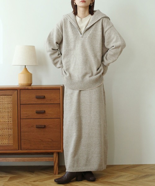 NOAHL(ノアル)の「【NOAHL】MIXニットハーフジップ(ニット/セーター・レディース・グレイッシュベージュ/ライトベージュ/ベージュ/ブラウン/ライトグリーン・FREE)」の16枚目の写真