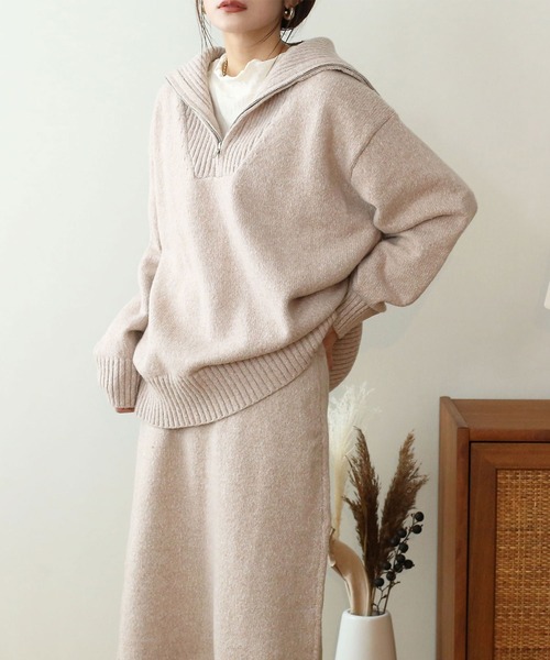 NOAHL(ノアル)の「【NOAHL】MIXニットハーフジップ(ニット/セーター・レディース・グレイッシュベージュ/ライトベージュ/ベージュ/ブラウン/ライトグリーン・FREE)」の18枚目の写真