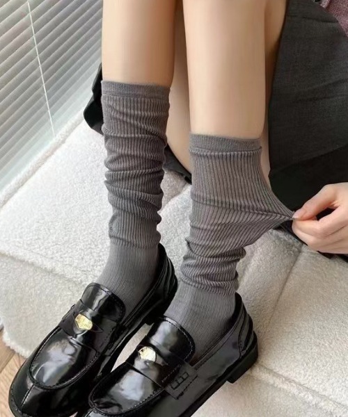 CALIFORNIA OUTFITTERS（カリフォルニア アウトフィッターズ）の「3-8E29 シアー ルーズ ハイソックス リブソックス Sheer loose high socks（ソックス/靴下・レディース・グレー/ホワイト/ブラック・ONESIZE）」の3枚目の写真