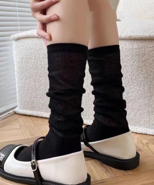 CALIFORNIA OUTFITTERS（カリフォルニア アウトフィッターズ）の「3-8E29 シアー ルーズ ハイソックス リブソックス Sheer loose high socks（ソックス/靴下・レディース・グレー/ホワイト/ブラック・ONESIZE）」の2枚目の写真