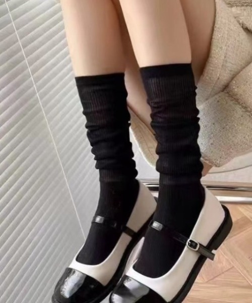 CALIFORNIA OUTFITTERS（カリフォルニア アウトフィッターズ）の「3-8E29 シアー ルーズ ハイソックス リブソックス Sheer loose high socks（ソックス/靴下・レディース・グレー/ホワイト/ブラック・ONESIZE）」の6枚目の写真