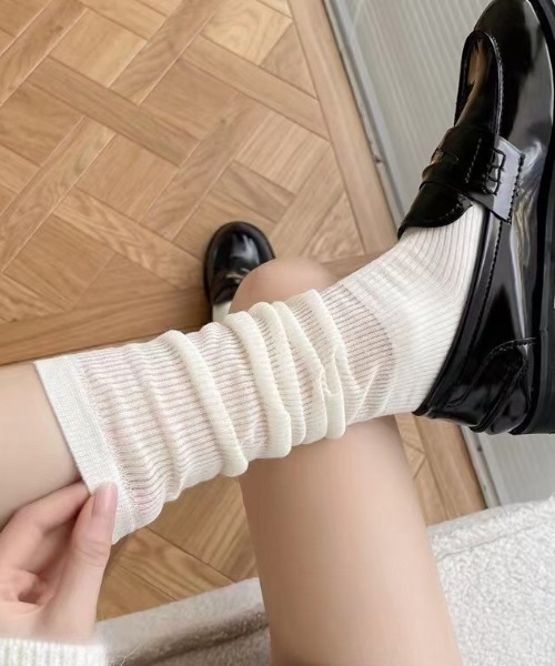 CALIFORNIA OUTFITTERS（カリフォルニア アウトフィッターズ）の「3-8E29 シアー ルーズ ハイソックス リブソックス Sheer loose high socks（ソックス/靴下・レディース・グレー/ホワイト/ブラック・ONESIZE）」の5枚目の写真