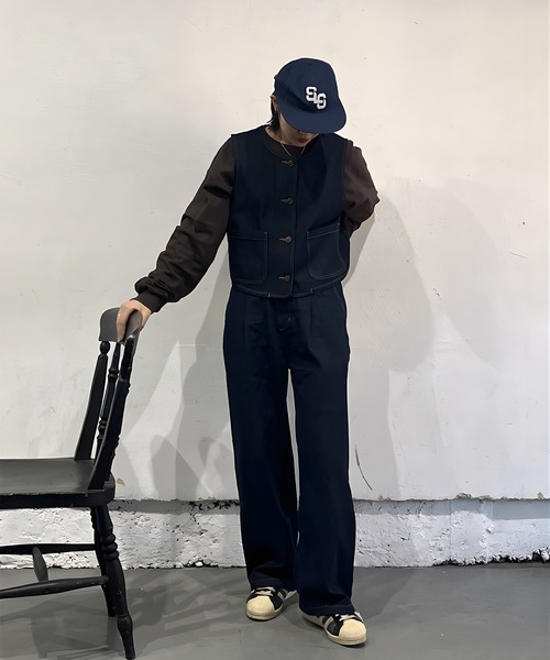 favclo.(ファブクロ)の「denim vest / デニムベスト(ベスト・レディース・インディゴブルー/アイボリー・FREE)」の15枚目の写真