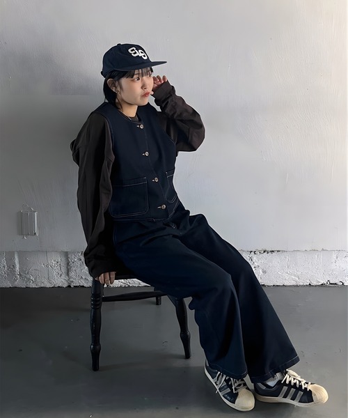 favclo.(ファブクロ)の「denim vest / デニムベスト(ベスト・レディース・インディゴブルー/アイボリー・FREE)」の17枚目の写真