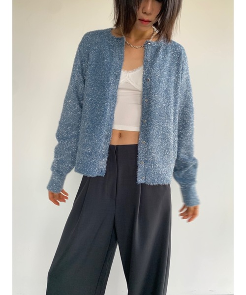 ラメフィルムクルーカーディガン（カーディガン/ボレロ）｜Didot.showroom（ディドット ショールーム）
