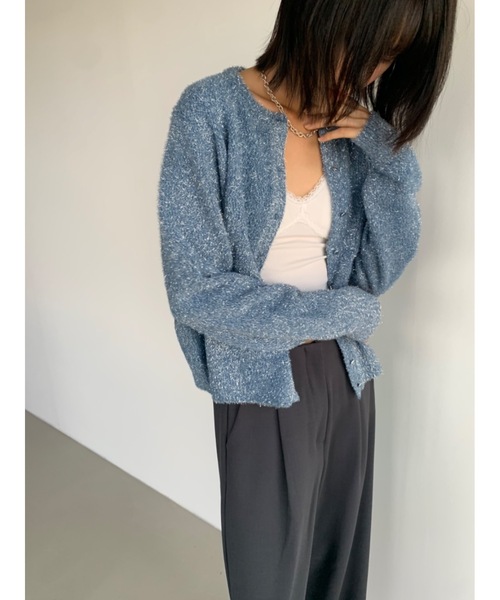 ラメフィルムクルーカーディガン（カーディガン/ボレロ）｜Didot.showroom（ディドット ショールーム）