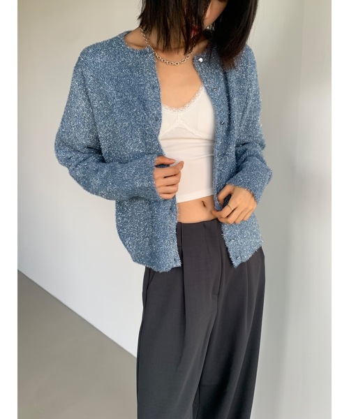 ラメフィルムクルーカーディガン（カーディガン/ボレロ）｜Didot.showroom（ディドット ショールーム）