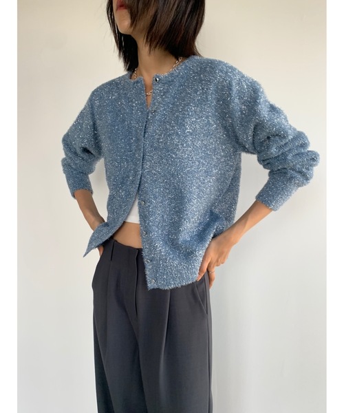 ラメフィルムクルーカーディガン（カーディガン/ボレロ）｜Didot.showroom（ディドット ショールーム）