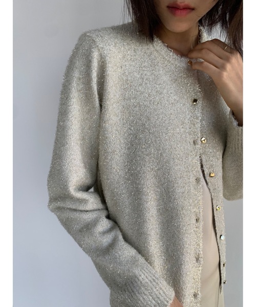 ラメフィルムクルーカーディガン（カーディガン/ボレロ）｜Didot.showroom（ディドット ショールーム）