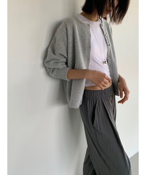ラメフィルムクルーカーディガン（カーディガン/ボレロ）｜Didot.showroom（ディドット ショールーム）