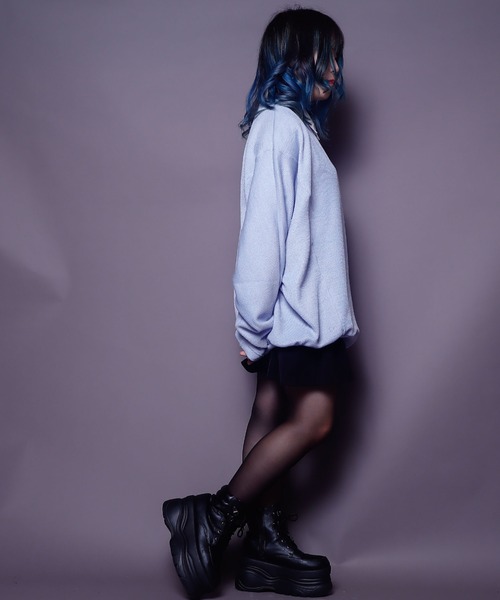 AFYF（エーエフワイエフ）の「AFYF DORMAN LST/ビッグシルエット ドルマンT（ニット/セーター・レディース・ブラック/サックスブルー/マスタード・FREE）」の5枚目の写真