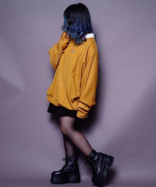 AFYF（エーエフワイエフ）の「AFYF DORMAN LST/ビッグシルエット ドルマンT（ニット/セーター・レディース・ブラック/サックスブルー/マスタード・FREE）」の13枚目の写真