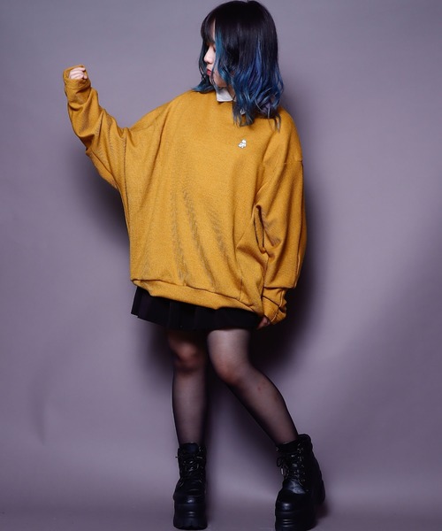 AFYF（エーエフワイエフ）の「AFYF DORMAN LST/ビッグシルエット ドルマンT（ニット/セーター・レディース・ブラック/サックスブルー/マスタード・FREE）」の12枚目の写真