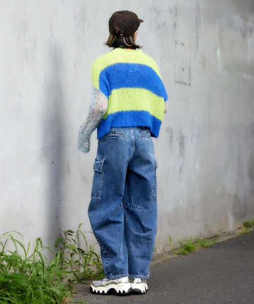 RODEO CROWNS WIDE BOWL（ロデオクラウンズワイドボウル）の「アームメッシュボーダーニットトップス（ニット/セーター・レディース・イエロー系その他/ブルー系その他/パープル系その他・FREE）」の14枚目の写真