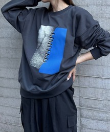 clear | 配色プリントロング丈スウェットトップス [大人カジュアル]≪2024AW新作≫(スウェット)